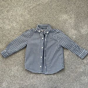 Boys 2T navy blue gingham check Vineyard Vines button up